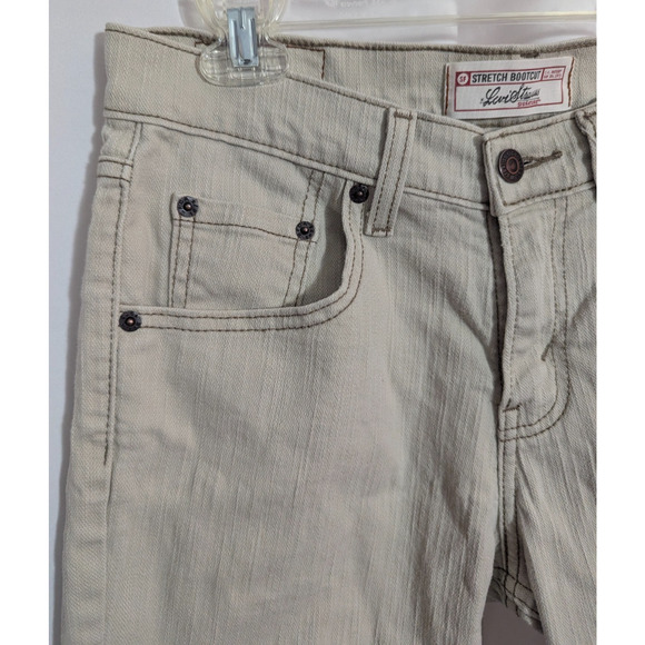 Vtg Levi Strauss Beige Stretch Bootcut Mid Rise Denim Jeans 30w 30L E2 Y2K Boho - Picture 4 of 8